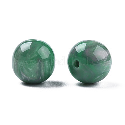 Abalorios de resina, de piedras preciosas de imitación, redondo, verde mar medio, 12x11.5mm, agujero: 1.5~3 mm