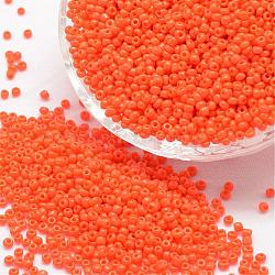 6/0 Perlas de semillas de vidrio, Grado A, redondo, colores opacos, coral, 3.6~4.0mm, agujero: 1.2 mm, aproximamente 5000 unidades / libra