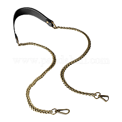 Cinghie della borsa in pelle pu, con chiusure girevoli in lega e catena in ferro di grano, per accessori per la sostituzione della borsa, nero, 112x0.7~3x0.4~0.7cm