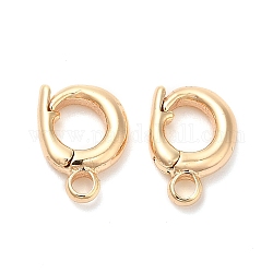 Brass Twister Clasps, Oval, Real 18K Gold Plated, 10.5x7.5x2.5mm, Hole: 1.6mm, Inner Diameter: 4mm