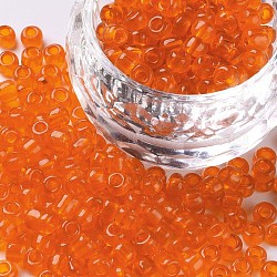 Runde Saatperlen, transparent, Runde, orange, 6/0, 4 mm, Bohrung: 1.5 mm, 4500 Perlen / Pfund