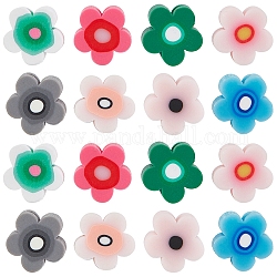 Perles d'argile polymère faites à la main sunnyclue, pour les fournitures de bricolage bijoux artisanat, fleur, couleur mixte, 9~10x9~10x4~5mm, Trou: 1.8mm