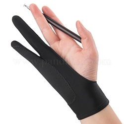 Gant d'artiste en nylon pour tablettes à dessin, gants taille libre pour tablette graphique, noir, 19x7.5 cm