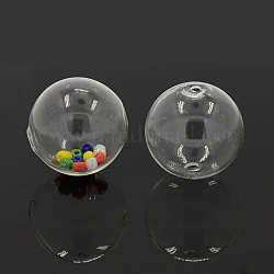 Hechos a mano soplados cuentas globo de cristal, redondo, Claro, 30mm, agujero: 2~3.8 mm
