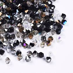 Perle di vetro ceco, sfaccettato, bicono, colore misto, 4x3.5~4mm, Foro: 1 mm, circa 720pcs/scatola