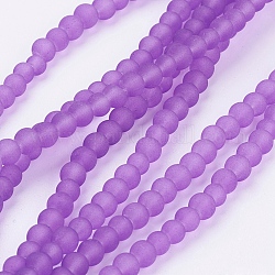 Transparente Glasperlen stränge, matt, Runde, blau violett, 12 mm, Bohrung: 1.3~1.6 mm, ca. 70 Stk. / Strang, 31.4 Zoll