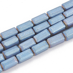 Galvanisieren unmagnetische synthetischen Hämatitkornen Stränge, matte Stil, Würfel, in Blau Plattiert, 8x4x4 mm, Bohrung: 1 mm, ca. 60 Stk. / Strang, 16.53 Zoll