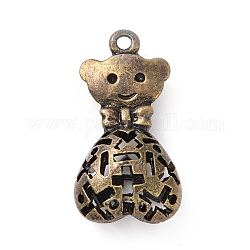 Pendente in lega, cavo, gatto con cuore, bronzo antico, 28x14.5x7.5mm, Foro: 1.6 mm
