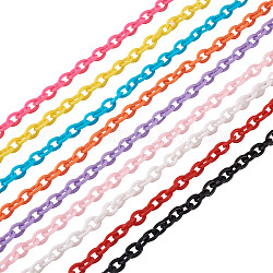 Yilisi abs пластиковые кабельные цепи, овальные, разноцветные, 14.96 дюйм ~ 15.35 дюйма (38~39 см), 5.5~6 мм, 9 цветов, 1strand / цвет, 9strands / комплект