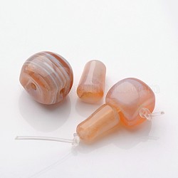 Perles en agate naturelle avec 3 trou, perles t-percées, 28~36x13~21x13~20mm, Trou: 2~3mm