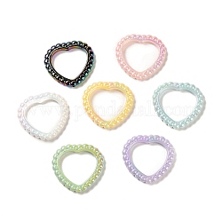 Cadres de perles acryliques irisées arc-en-ciel de placage uv, cœur, couleur mixte, 39.5x42x5.5mm, Trou: 2.2mm