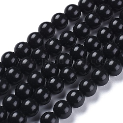 Pietra naturale nera perle di fili, tondo, 10mm, Foro: 0.9 mm, circa 38pcs/filo, 15.16 pollice (38.5 cm)