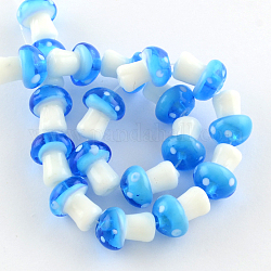 Perline fungo a mano in vetro murano fili, dodger blu, 16x12mm, Foro: 2 mm, circa 20pcs/filo, 13.7 pollice