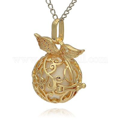 Золотой тон латунь полые круглые подвески KK-J230-09G-1