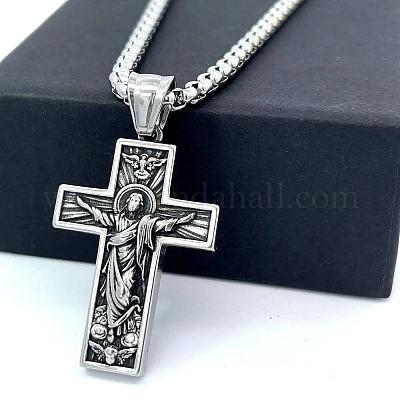 Старинные греческие ожерелья из нержавеющей стали с крестом Иисуса для женщин и мужчин OK2125-1