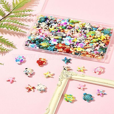 124 шт. 14 вида синтетических бирюзовых бусин G-FS0005-88-1