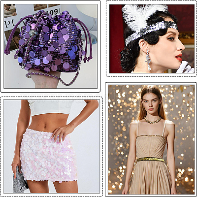 20 ярд блестящих полиэстеровых эластичных бусин с пайетками&nbsp;OCOR-CY0003-22B-1