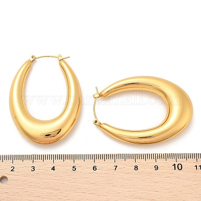 Овальные серьги-кольца из нержавеющей стали 304 EJEW-Q011-14G-1