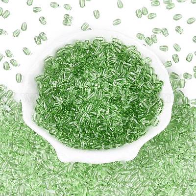 透明ガラスビーズ  ティアドロップ  淡緑色  6x4x4mm  穴：1mm  約6666個/1000g&nbsp;GLAA-Q113-01A-A04-1