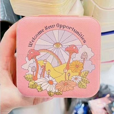 Квадратные шкатулки для драгоценностей из искусственной кожи WICR-PW0011-21-02-1