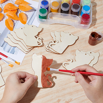 Набор незавершенных деревянных подвесок на тему животных для живописи WOOD-WH0124-26H-1