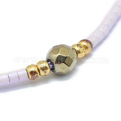 Регулируемые браслеты из бисера натурального пирита BJEW-F391-A08-1