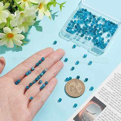 2 нити круглых бусин из натурального апатита G-NB0004-51-1