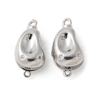 Покрытие стойки латунь микро паве прозрачный кубический цирконий застежки коробки KK-U052-18P-1