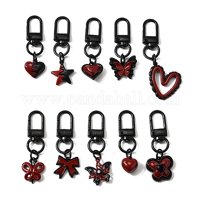 10 шт. подвесные украшения из сплава с двойным экраном красного и черного цвета HJEW-JM03458-1