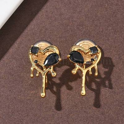 Серьги-клипсы из латунного микропаве из циркония EJEW-K286-11G-1