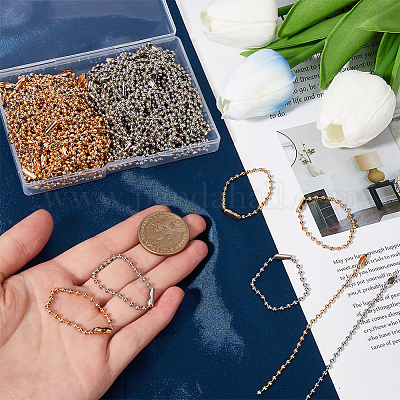 200шт 2 цвета железные шариковые цепи с разъемами IFIN-SP0001-15-1