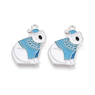 Подвески в виде медведей из эмалированного сплава с гальваническим покрытием&nbsp;ENAM-T024-73A-P-1