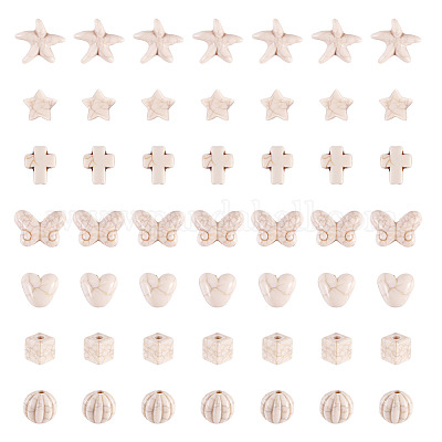 140 шт. 7 вида бусин из синтетического говлита G-TA0002-66-1