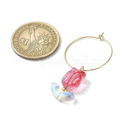 Прозрачное стекло тюльпан цветок бокал для вина подвески AJEW-TA00018-1