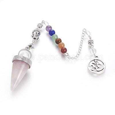 Украшения для чакр натуральный розовый кварц конус биолокационные маятники G-G771-E06-1
