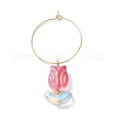 Прозрачное стекло тюльпан цветок бокал для вина подвески AJEW-TA00018-1