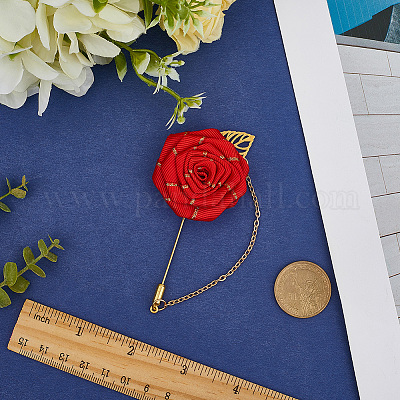 Броши из цветочной полиэфирной ленты JEWB-WH20006-02A-1