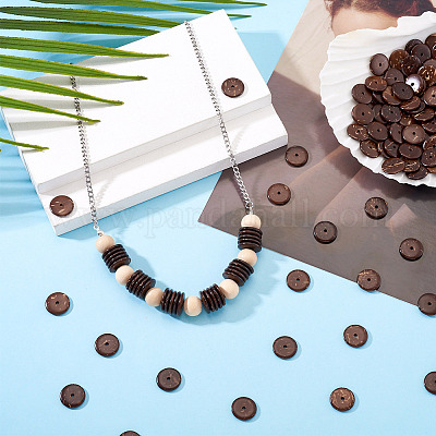 100 шт. натуральные кокосовые бусины COCO-TA0001-01D-1