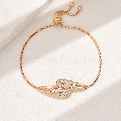 Браслеты-слайдеры с прозрачным кубическим цирконием из латуни с микропаве IW9217-1