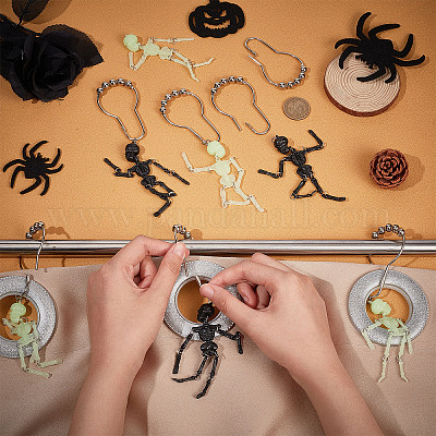 Wholesale CRASPIRE 12Pcs Halloween Skeleton Shower Curtain Hooks