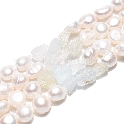 Натуральные топазовые самородки и нити бусин из натурального культивированного пресноводного жемчуга PEAR-N023-01A-19-1