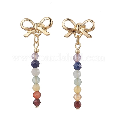 Серьги-гвоздики с бантом из сплава чакра EJEW-JE06378-02-1