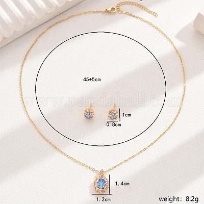 Элегантный винтажный комплект овального ожерелья и сережек с микропаве из циркония для женщин AT7277-1-1