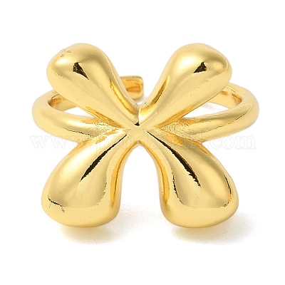 Латунное открытое кольцо-манжета для женщин с инициалами RJEW-N046-02X-G-1