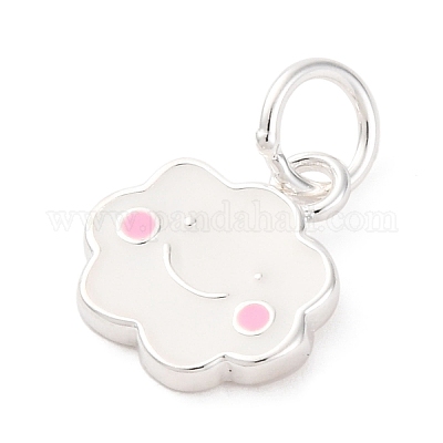 925 подвеска в виде улыбающегося лица и облака из стерлингового серебра с белой и розовой эмалью STER-D303-03S-1