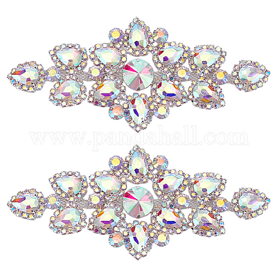 2шт стеклянный стразы с железными аппликациями DIY-FG0008-06-1