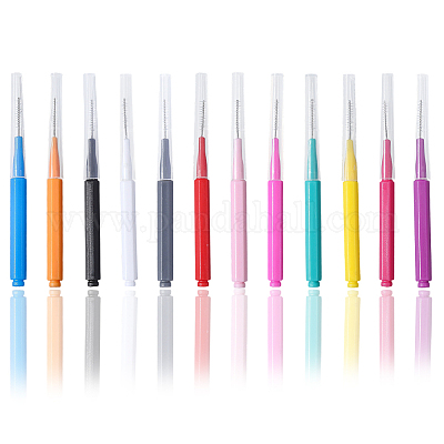 60 шт. 12-х цветные пластиковые щетки для чистки AJEW-CN0004-01-1