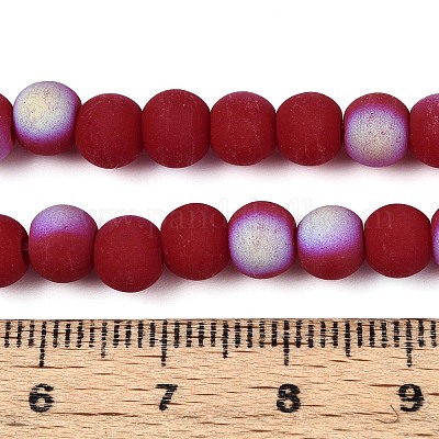 Нити из матовых непрозрачных стеклянных бусин GLAA-T032-P6mm-MBB23-1