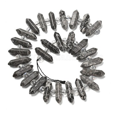 Нити бусин из натурального камня с двойным окончанием&nbsp;G-H069-B09-01-1