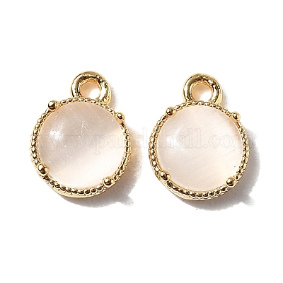 Плоские круглые латунные подвески KK-D024-03B-G-1